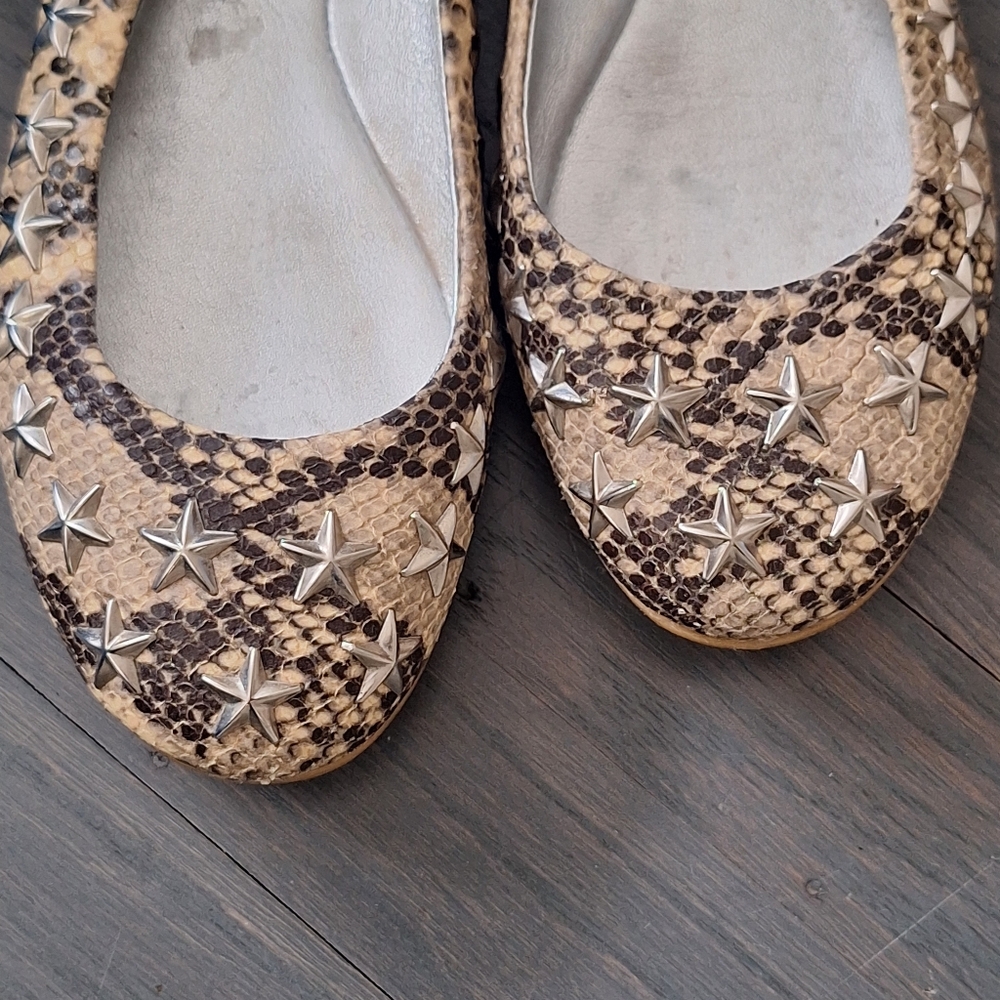 Jimmy Choo Python Flats With Silver Star Grommets… - image 2